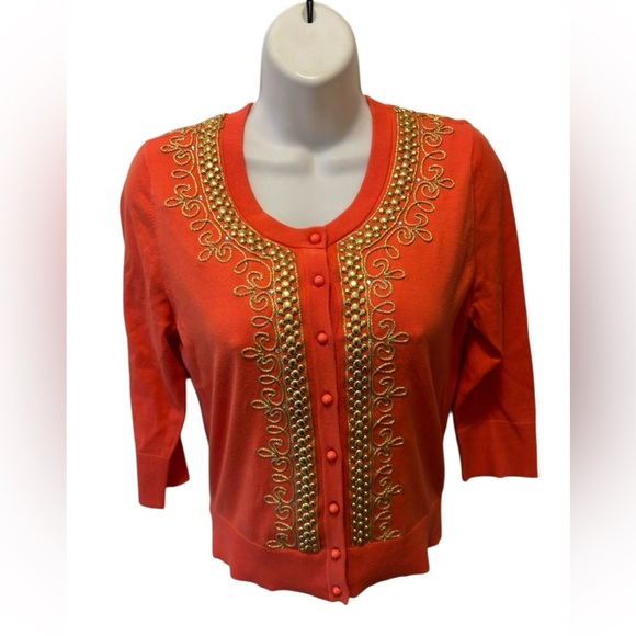 kate spade Sweaters - Kate Spade New York Embellished Beaded Embroidered Crop Cardigan Sweater Sz M
